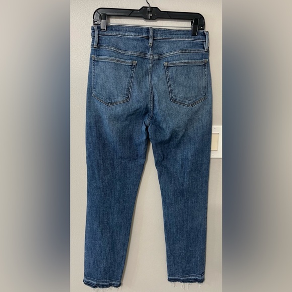 FRAME Le Nouveau Straight Jeans Size 29 Blue Ankle Slit Raw Hem High Rise EUC - Picture 6 of 12